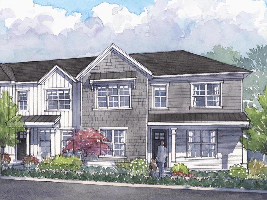 The Wilmont End Townhome at Ruisseau, a community for all ages one mile from Downtown Woodstock.